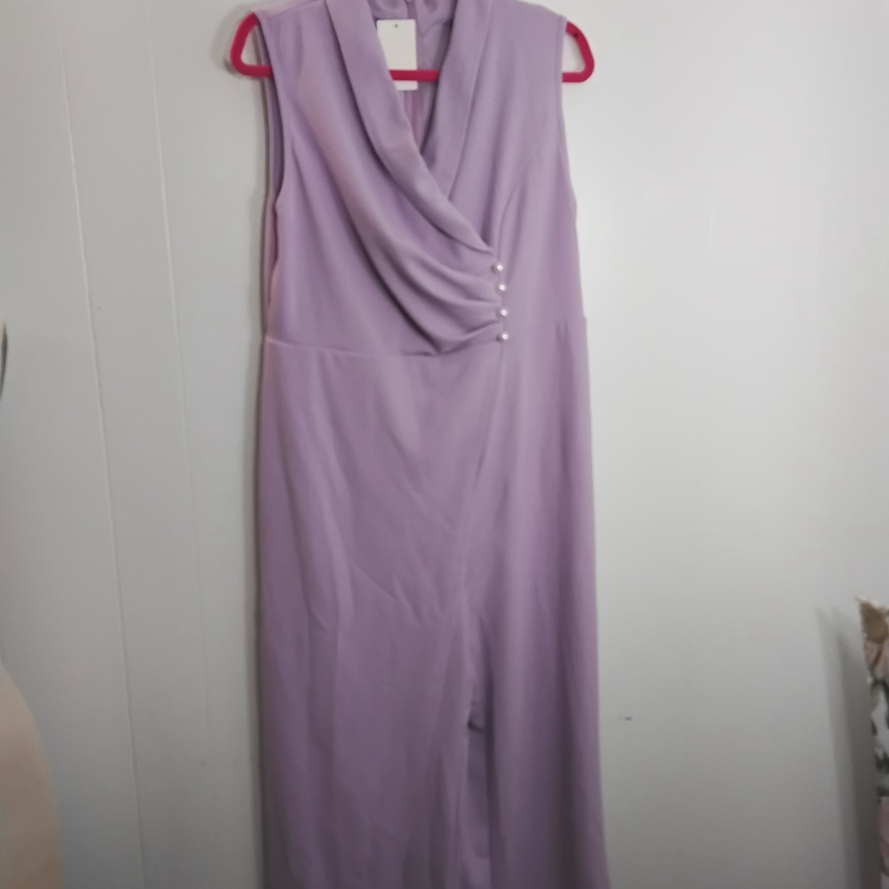 Chic Lavender Sleeveless Faux Wrap Jumpsuit  Size L